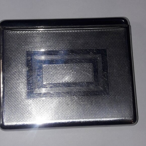 Unique Art Deco Cigarette Case 1920s? Unusual Split Top Chrome Vintage Antique - Picture 3 of 8